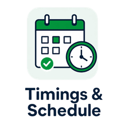 WhatsApp for Timings & Schedule